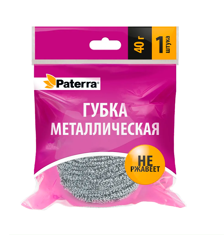 Мочалка для посуды "Paterra" 40гр металлическая спираль 1 шт.упак.